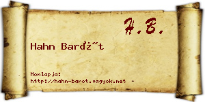 Hahn Barót névjegykártya